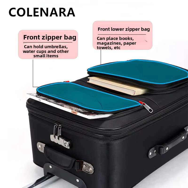 COLENARA Rolling Suitcase Oxford Cloth Boarding Box 20 Inch Trolley Case 22