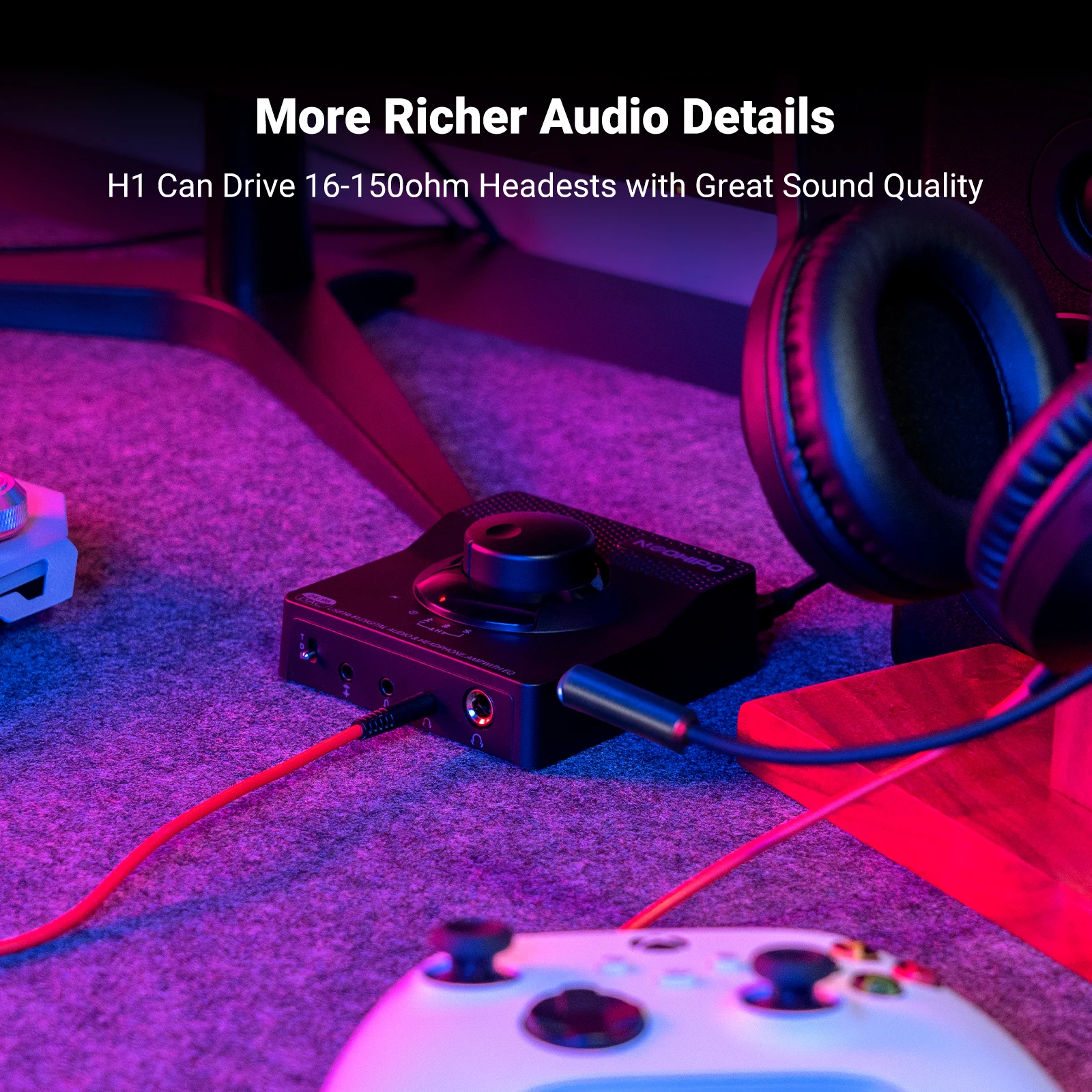 NEOHIPO H1 HiFi Headphone AMP DAC 140mW Powerful Output for Gaming/PC/PS5/MAC Portable Audio Amplifier Supports 3.5mm/6.35mm & Dolby/DTS