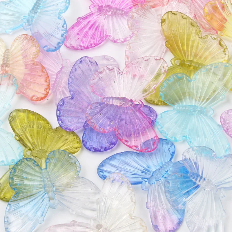 10pcs/lot Gradient Butterfly Pendant Acrylic Charms For Making Crafts Earrings Necklace Hairpin Diy Jewelry Accessories 30x40mm