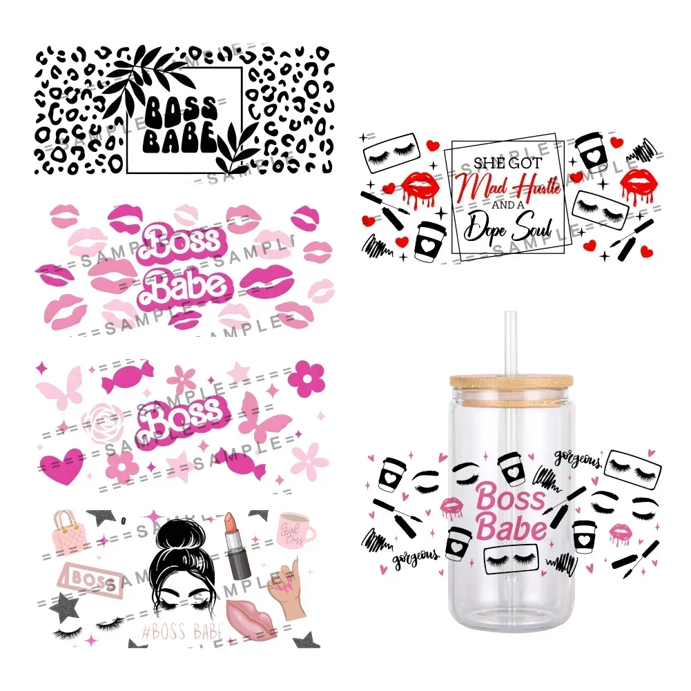 Business Women Boss Girl Lady Pattern UV DTF Transfer Sticker Waterproof Transfers Decals For 16oz Glass Cup Wrap Stickers