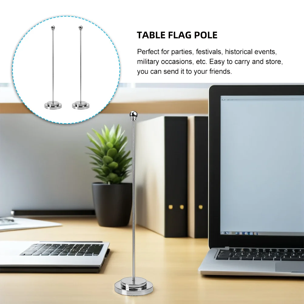 

2Pcs Metal Flag Stick Holder and Practical for Indoor Desk and Car Flag Display Nail-Free Flagpole Metal Flagpoles