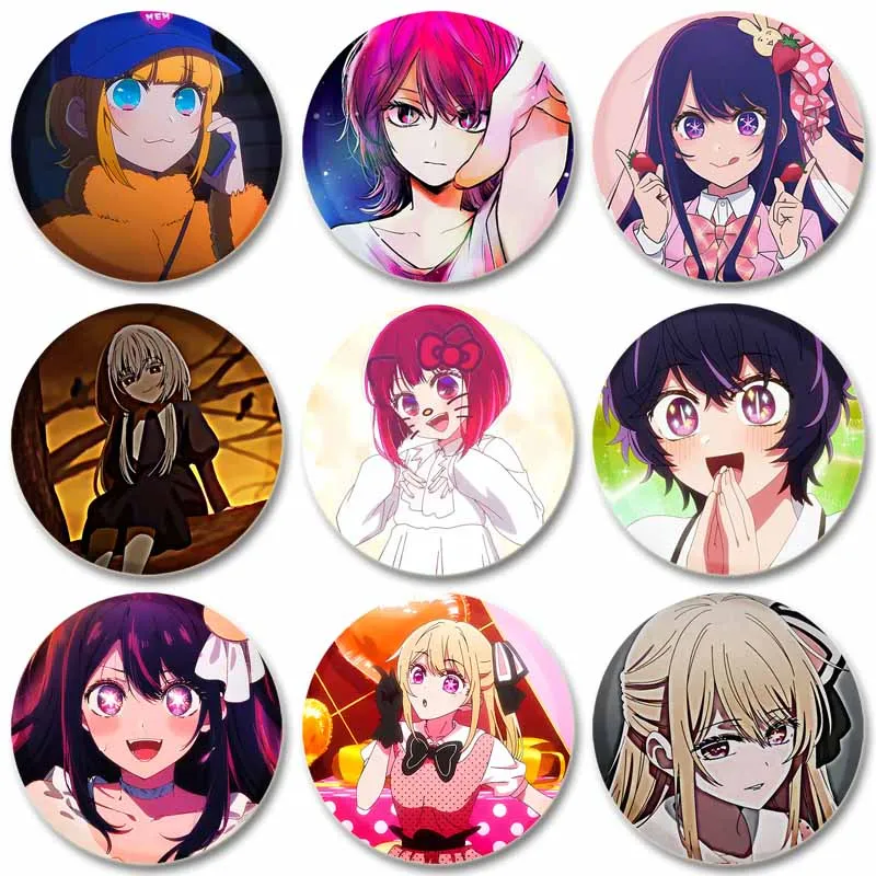 58/32/44mm Anime Oshi No Ko Characters Pins Tinplate Badge DIY Cartoon Brooches for Clothes Decoration Fans Collection Gift