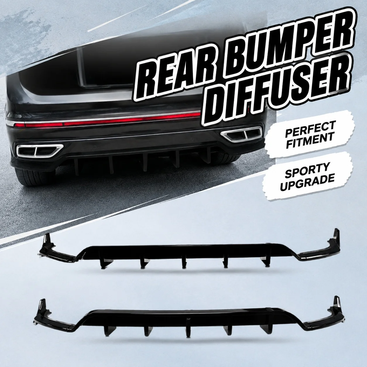 Sportlicher Heckstoßstangen-Spoilerlippen-Diffusor aus mattem ABS, kratzfest, für VW Tiguan 2.5 Facelift R Line 2021-2023, langlebig, schnelle Montage, aerodynamische Heckverkleidung