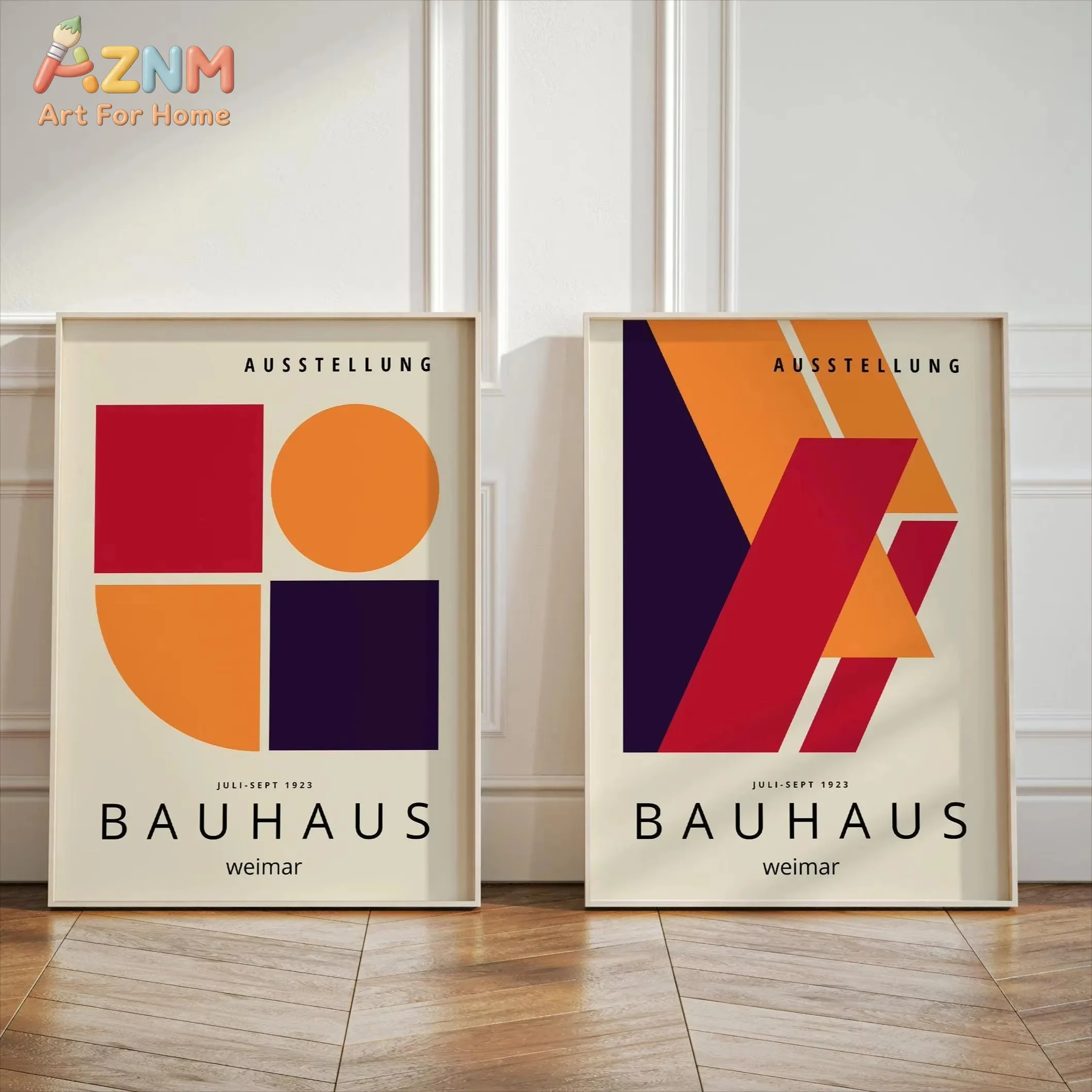 Retro-Farbige Bauhaus-Leinwanddrucke Mid-Century Minimalistische Bauhaus Geometrische Wandkunst-Poster für Moderne Wohnzimmer Heimdekoration