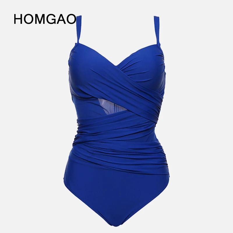 HOMGAO Push Up Woman One Piece Swimsuit Sexy Mesh Patchwork Bathing Suit Tummy Control Bodysuit Large Size 2023 Beach Swimwear