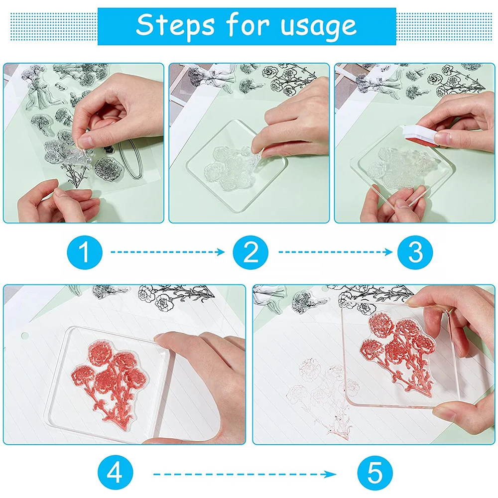 9 Sheet Silicone Clear Stamps Seal Clip Book Pen Ink Daily Life Sweet Tea Time for DIY Scrapbook Card Making Envelope Decoration