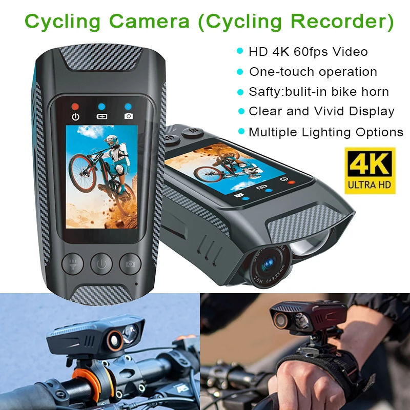 

HD 4K 60FPS Action Camera Outdoor Bicycle Surveillance with 2.0-inch IPS LCD Screen Cycling Cam for Car DVR Dash Video Recorder