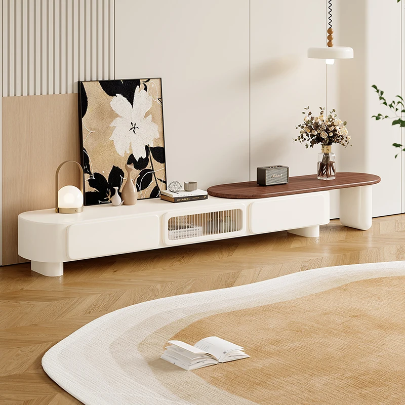 خزانة تلفزيون بيضاء للتخزين، خزانة تلفزيون عصرية فاخرة، خزانة تلفزيون متنقلة، أثاث مريح