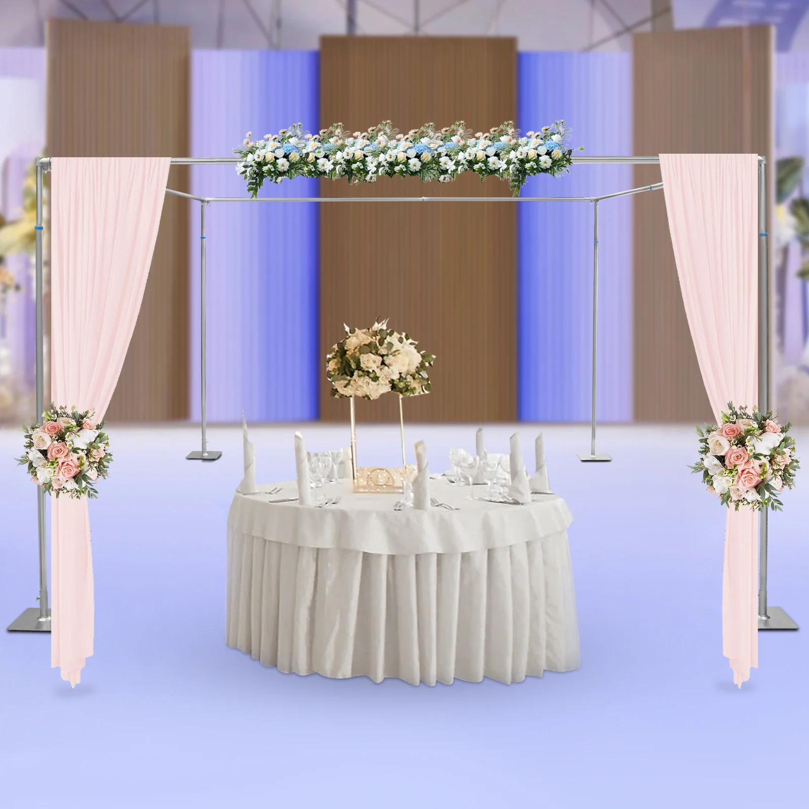 

Independent 4-Corner Pavilion Bracket, Wedding Arch with Extendable Pole, Adjustable Height & Length DIY Photography Decor Tool