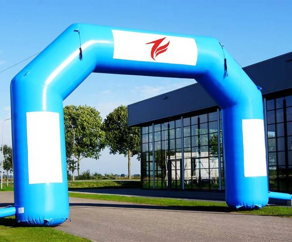 4x3m Inflatable Goal Arch Hexagon Inflatable Archway with Start Finish Banners for Sport Race Outdoor Advertising Commerce