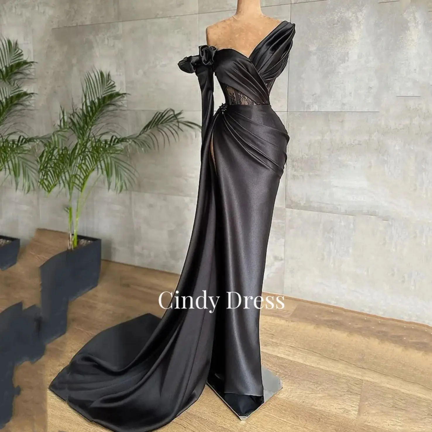 

Cindy Black Satin Mermaid Women Evening Dress Dresses for Prom Gala Woman 2023 Party Gown Elegant Cocktail Luxury Celebrity Long