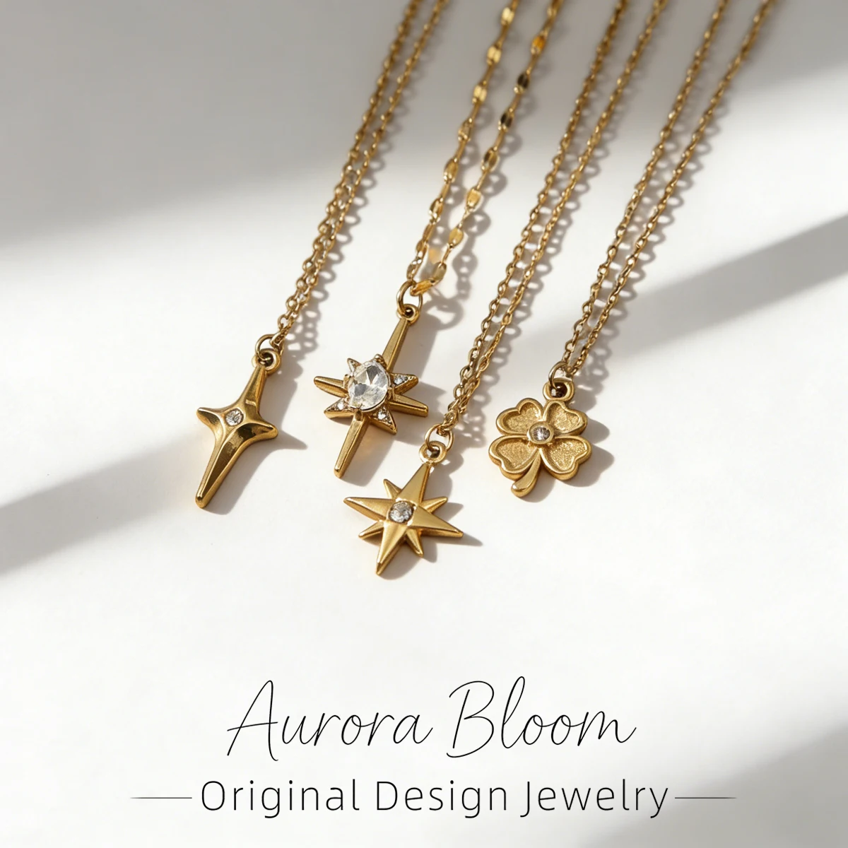 

AURORA Fashion Starlight Pendant Necklaces For Women Daily 18K Gold-plated Charm Choker Necklace Women's Stainless Steel Jewelry