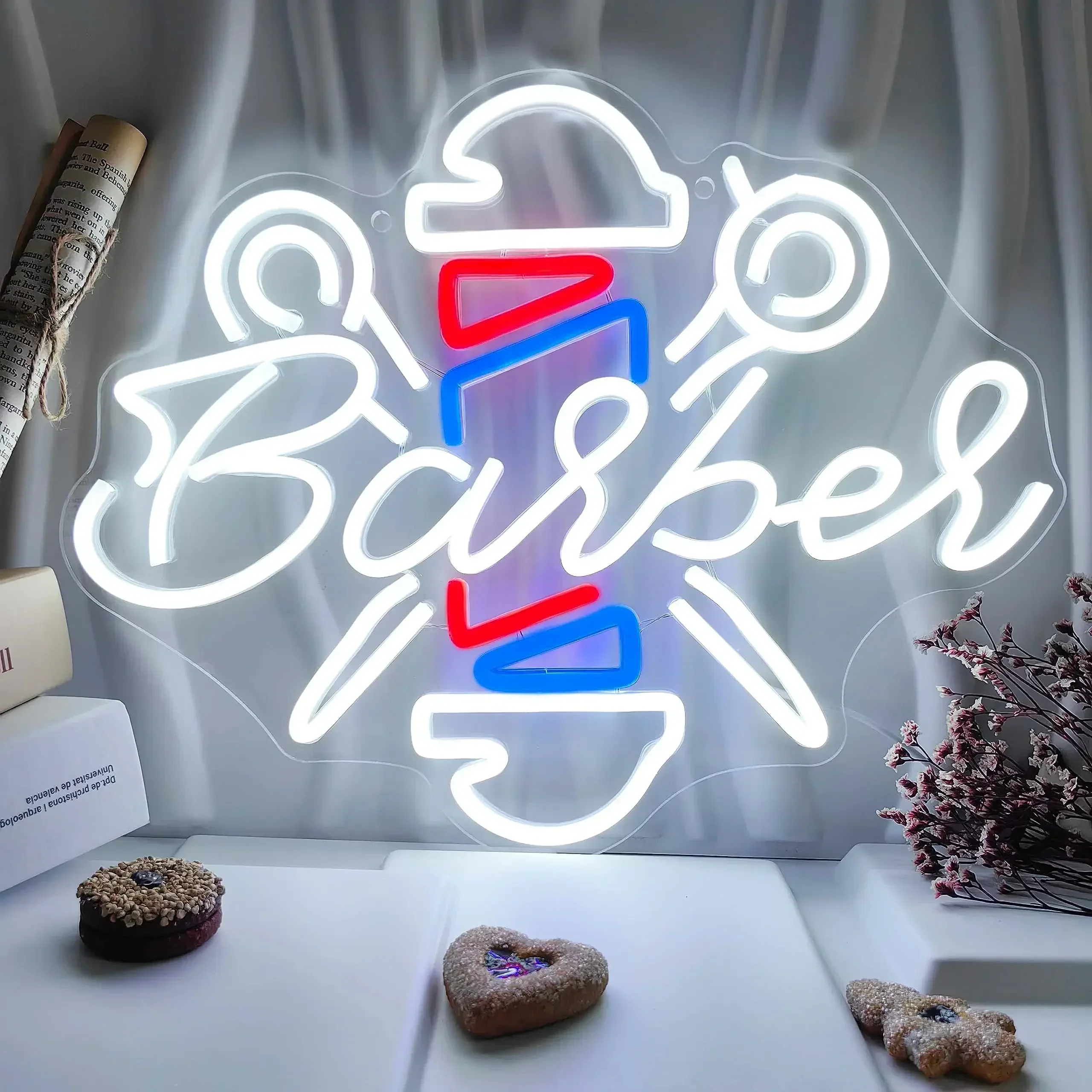 Barber Neon Sign Business LED Neon Light Sign For Barber Shop Hair Salo Studio Decor Store Opening Gift Birthday Party Game Room