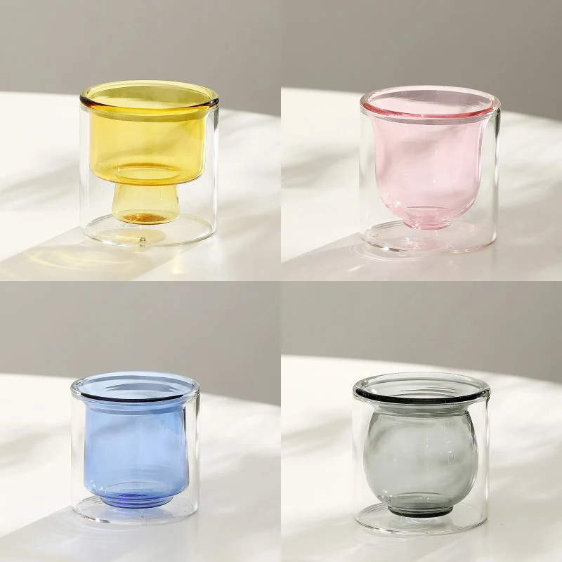 Set of 4 Colorful Glass Candle Jars For Table Mantel Wedding Ornaments Apothecary Jar Ideal For Candle Business Owners