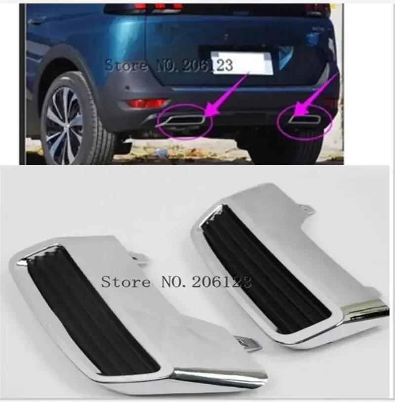 

For Peugeot 3008 5008 Allure 2017 2018 Car Tail End Pipe Exhaust Muffler Cover Trim 2PCS Car Styling Auto Replacement Kit