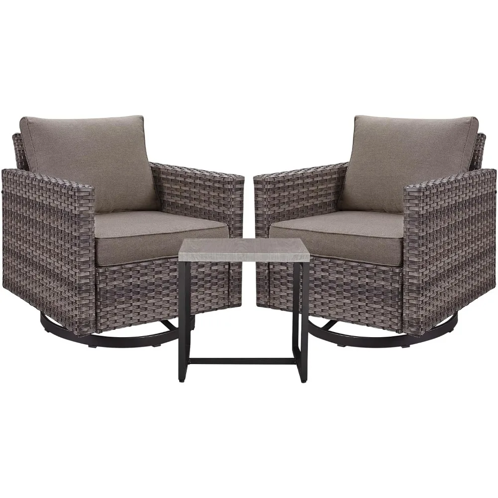 

Beach Chairs, Patio Chairs Rocking Swivel Chiar - 3 Piece Wicker Outdoor Patio Furniture Bistro Set PE Rattan, Beach Chairs