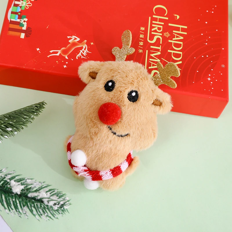 Desenhos animados do Natal Plush Keychain, Santa, boneco de neve, alces, árvore de Natal, boneca recheada, pingente, chaveiro do carro, mochila, decoração do saco