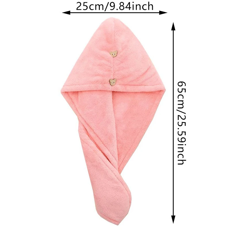 Hair Drying Hat Long Hair Quick-Dry Towel Women Bath Hat Solid Towel Cap Bathroom Super Absorption Turban Hair Drying Cap