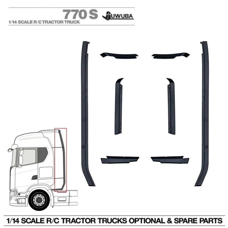 For 1/14 Tamiya RC Truck Tail Edge Strip Flange Modification SCANIA 770S 6X4 56368 8X4 56371 Car Accessories
