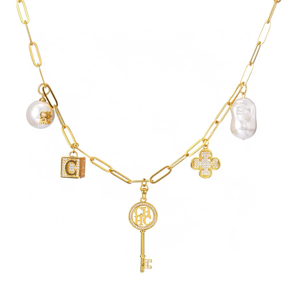 

Trendy Multi-Cut Zirconia Necklace, Elegant Layering Collar Chain with Pendant, Glamorous Statement Jewelry for Women