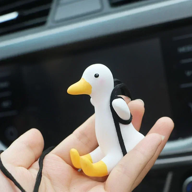 Plaster Cute Car Accessories Swing Duck Pendant Car Rearview Mirror Ornaments Birthday Gift Couple Accessories Car Perfume