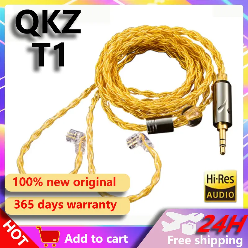 QKZ T1 8-Strand 200-Core Silver-Plated OFC Litz Upgrade Cable Medical PVC 3.5mm QDC 0.75mm 2Pin Audiophile Earphone Cable