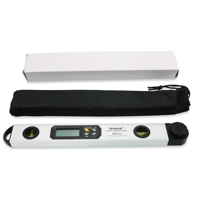 SHAHE 0~225° LCD Digital Protractor Spirit Level Angle Finder Gauge Meter 16 Inch With Horizontal And Vertical Bubble