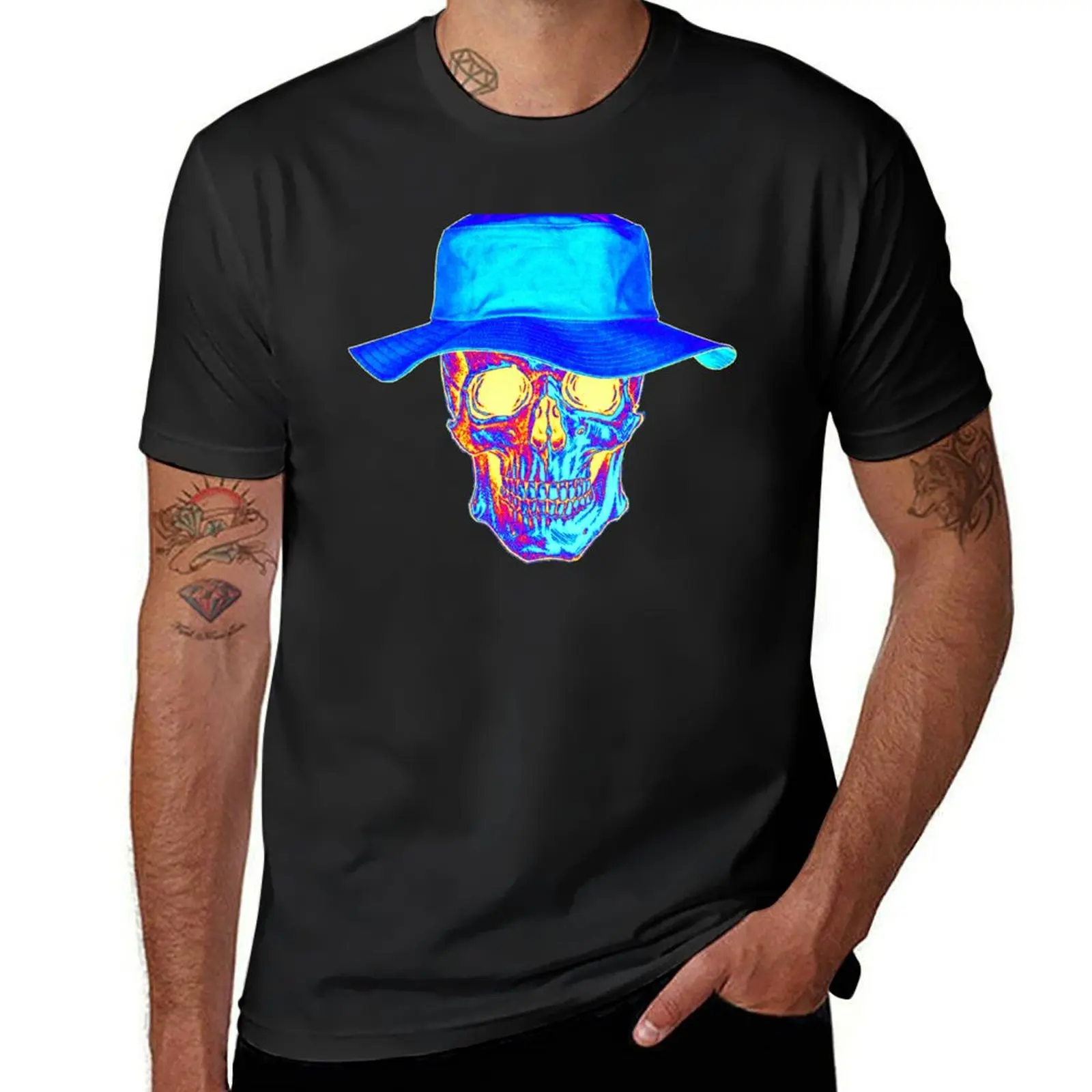 Blue Combustion Skull T-Shirt oversized shirts graphic tees slim fit t shirts for men