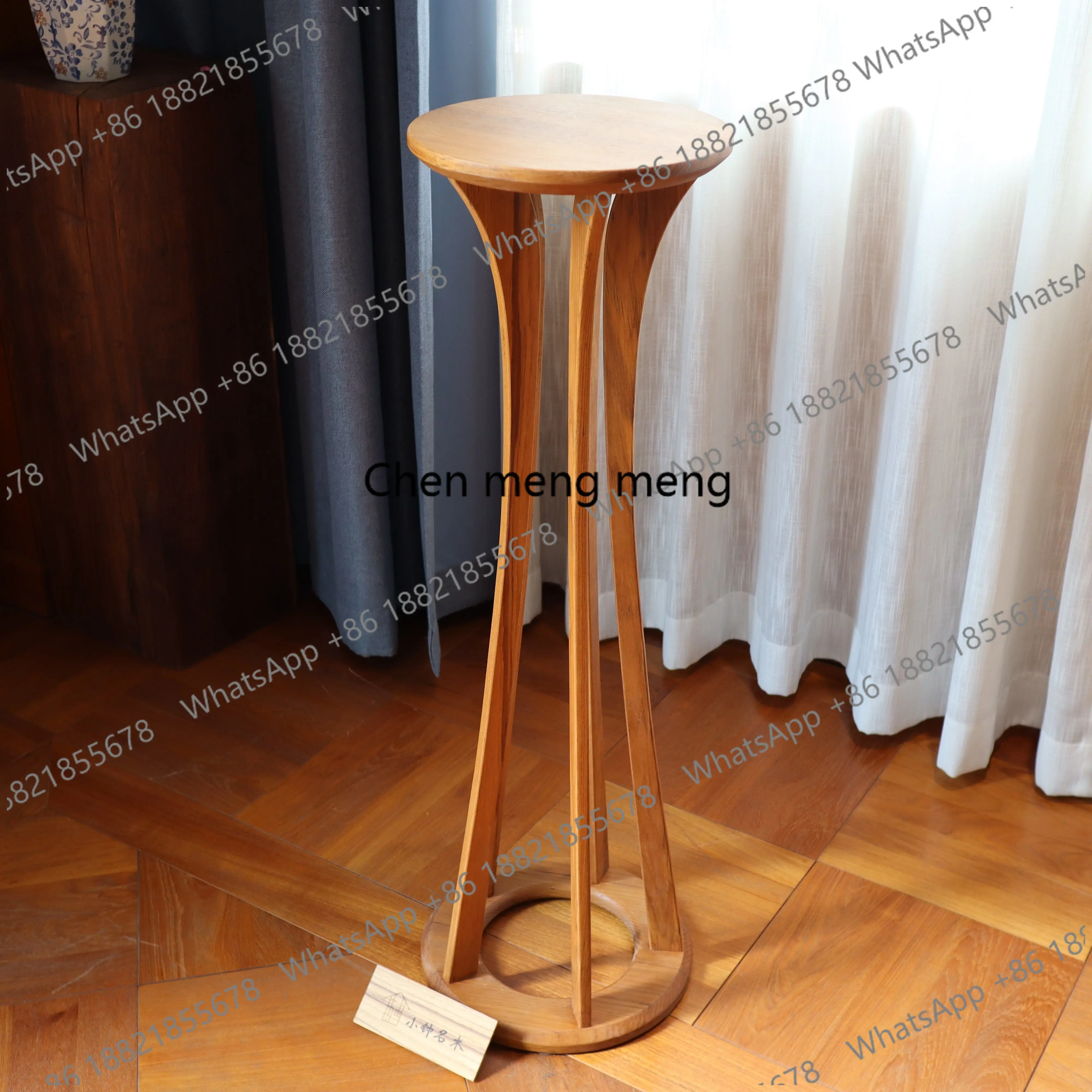 

Flower Stand Floor-standing Teak Solid Wood Rack Balcony Green Plant Household Flower Table Round Simple