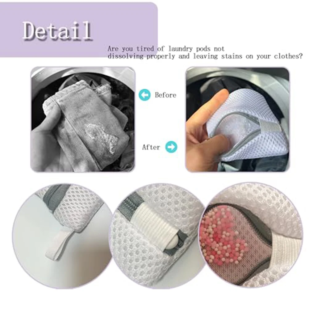 4 عبوات من أكياس تخزين جراب الغسيل مع شبكة بوليستر متينة لسهولة إذابة جراب الغسيل والحماية