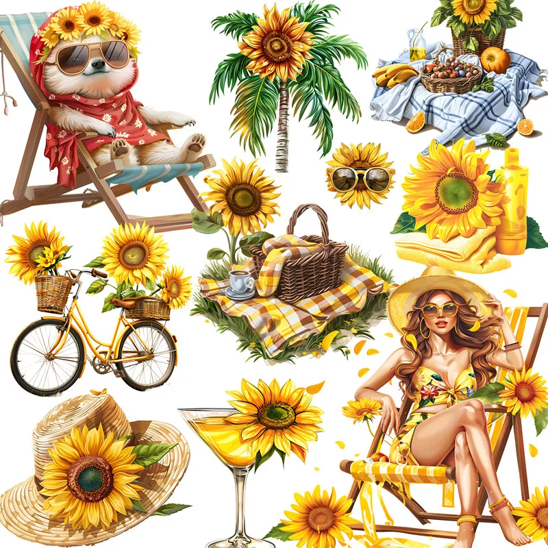 Sunflowers in summer Stickers Crafts And Scrapbooking stickers kids toys book Decorative sticker DIY Stationery