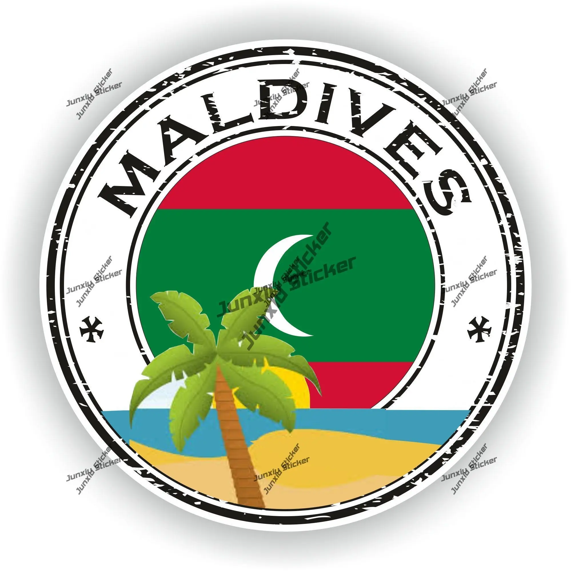 

Maldives Sticker Coat of Arms of Maldives Sticker Round Outline Seal Decal Waterproof Anti Scratch Exterior Decals Accessories