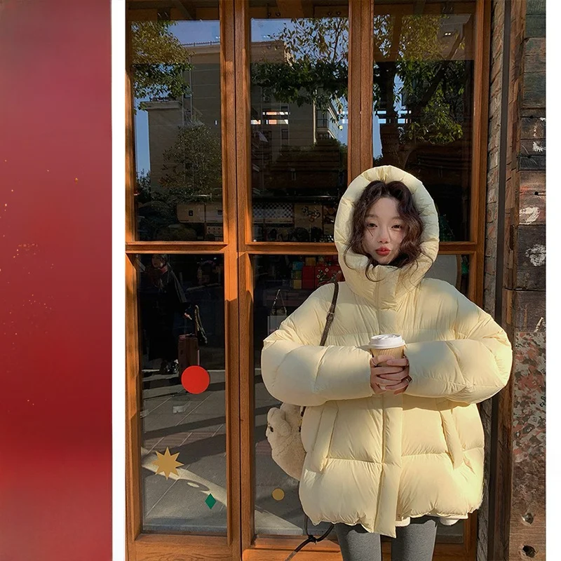 

Puffy White Du down Jaet 90% Fulln ort Sle Zero Prure Warmth Windproof Hooded Korean Sle Commute Faion