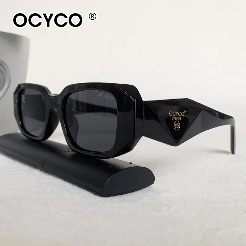 OCYCO Modische Eckige Sonnenbrille für Damen Markendesigner Persönlichkeit Unregelmäßige Vintage Sonnenbrillen Reise-Retro Oculos De Sol