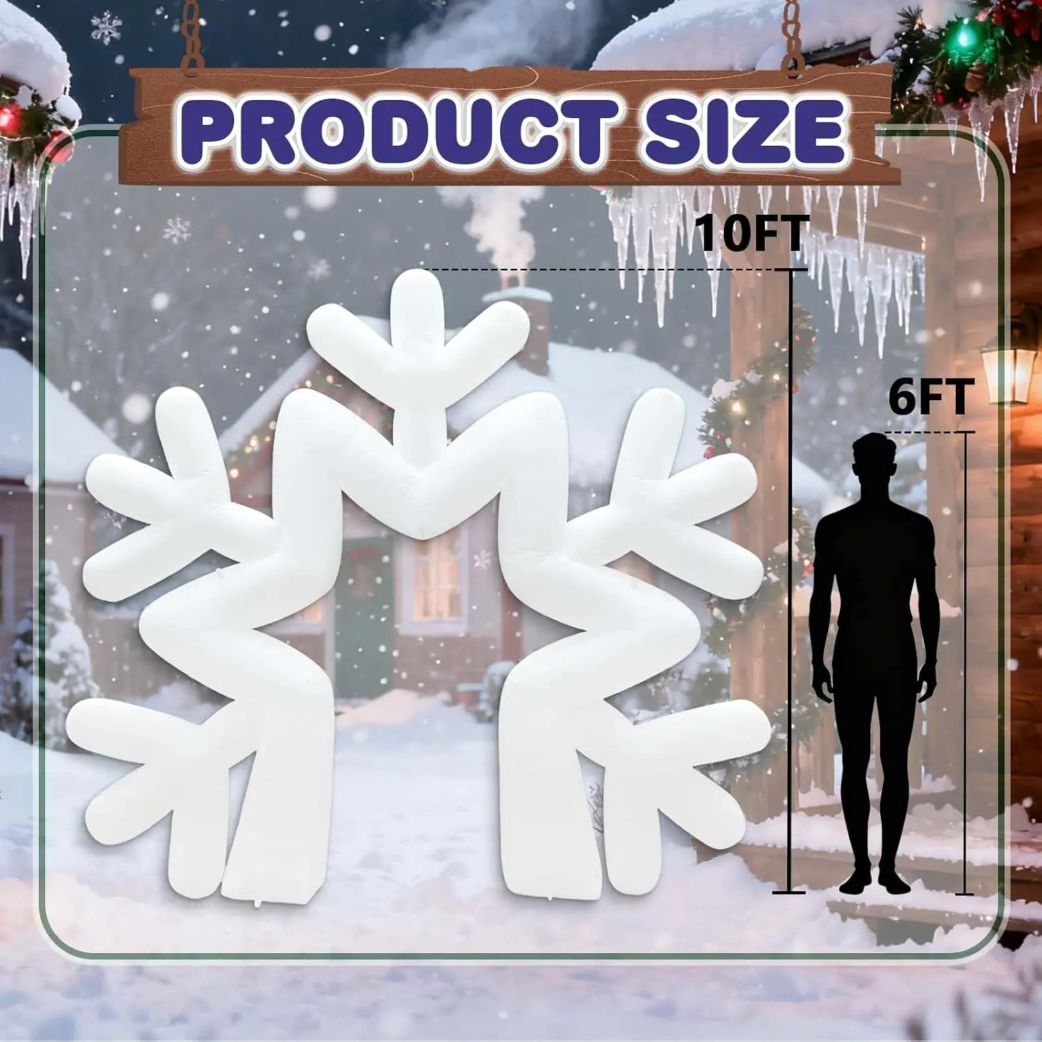 10Ft Inflatable Snowflake Arches Decoration, Oversized Christmas Event Decor with Built-In Blower and 5 LED Lights, Perfect for Lawn, Garden, Courtyard, Birthday, New Year Party, and Family Gathering