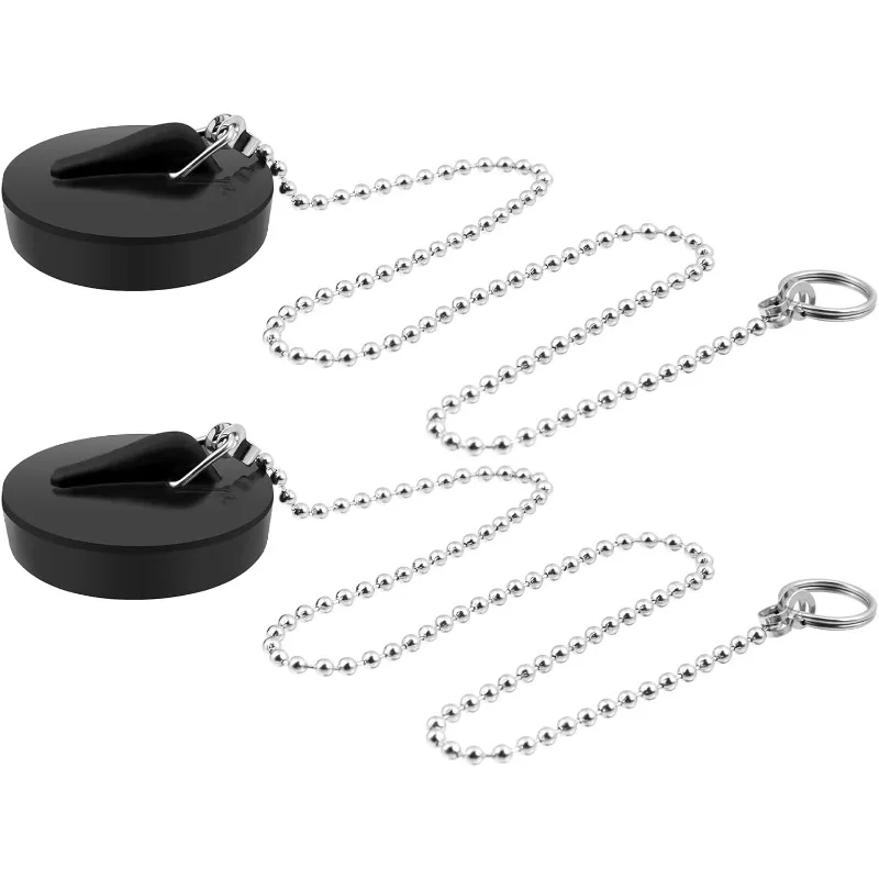 

Универсальные резиновые заглушки для слива (2 шт.) с круглой цепочкой из бусин, для раковин и ванн, подходят для кухни и ванной комнаты