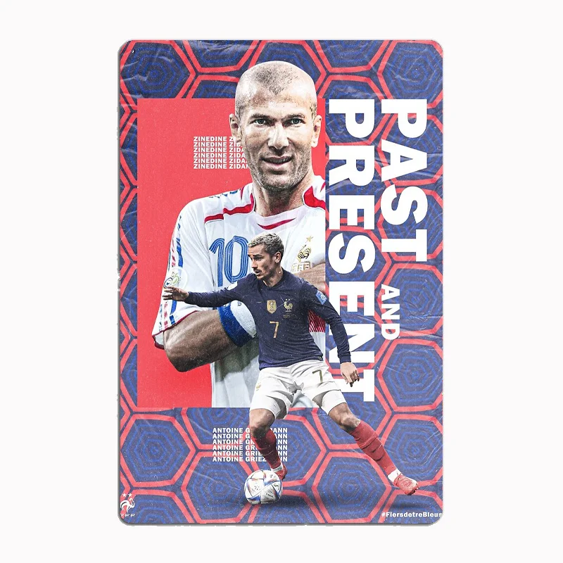 

“Past and Present” Zidan & Griezmann Football Player Metal Sign Posters Bar Interior Bedroom Wall Home Decor Room Decoration