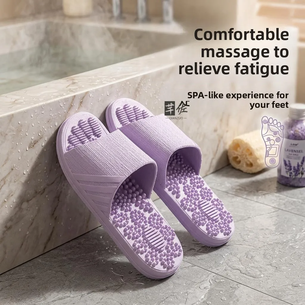 

Indoor Massage Slippers Women's Anti-Slip Bathroom Bathing Home Use Comfortable Foot Bottom Acupoint Foot Therapy Slippers