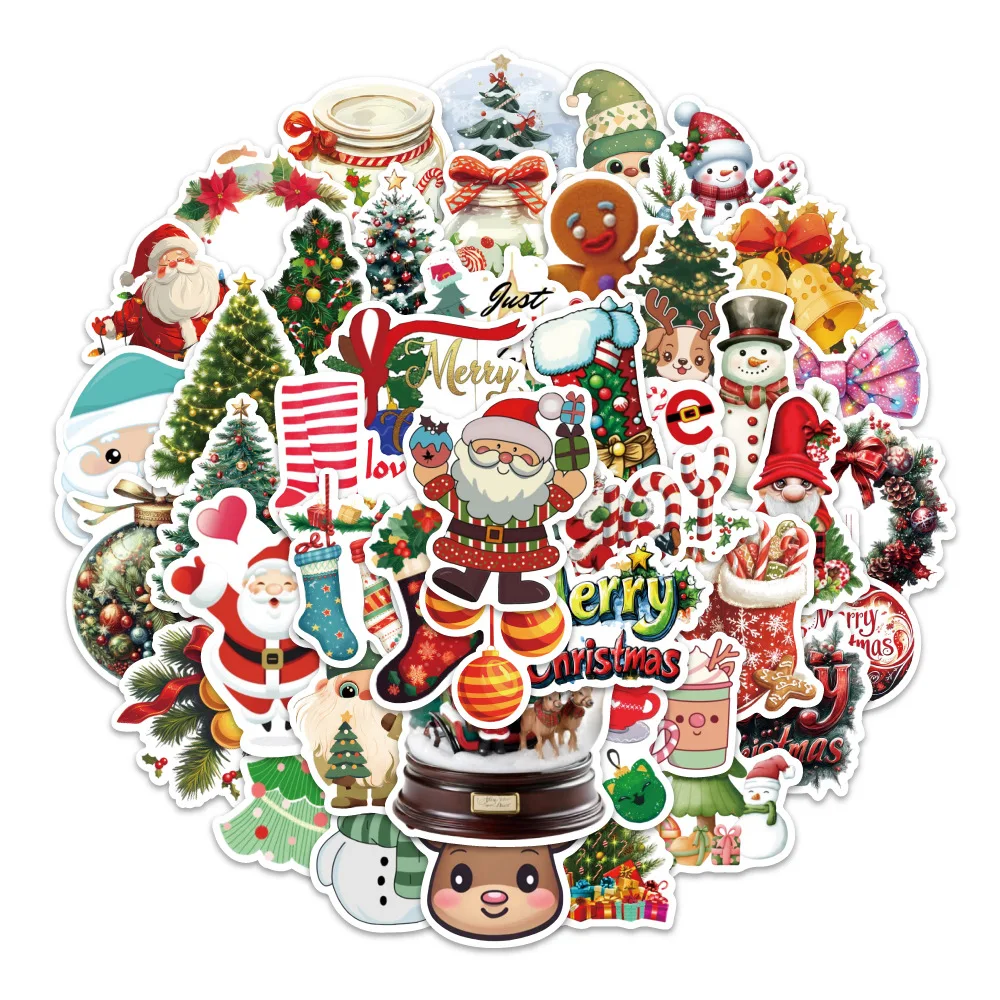 

50PCS Christmas Graffiti Stickers Party Decoration Cartoon Guitar Phone Case Water Cup Notebook Suitcase DIY Toys Gift Stickers