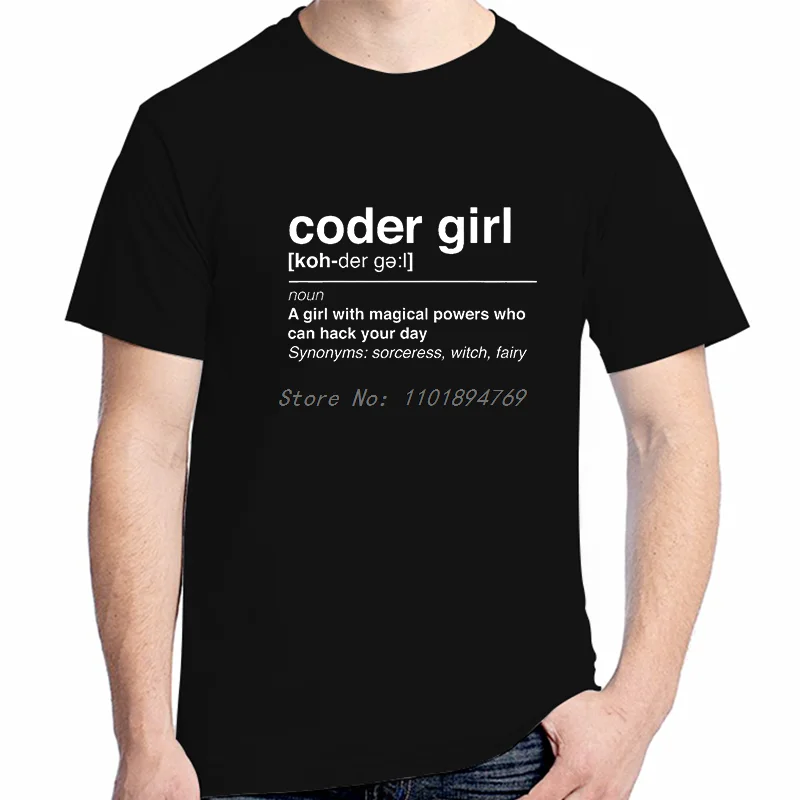 Coder Definition Men Tshirt Software Developer It Programmer Geek O Neck Tops Cotton T Shirt High Quality Birthday Gifts Tee