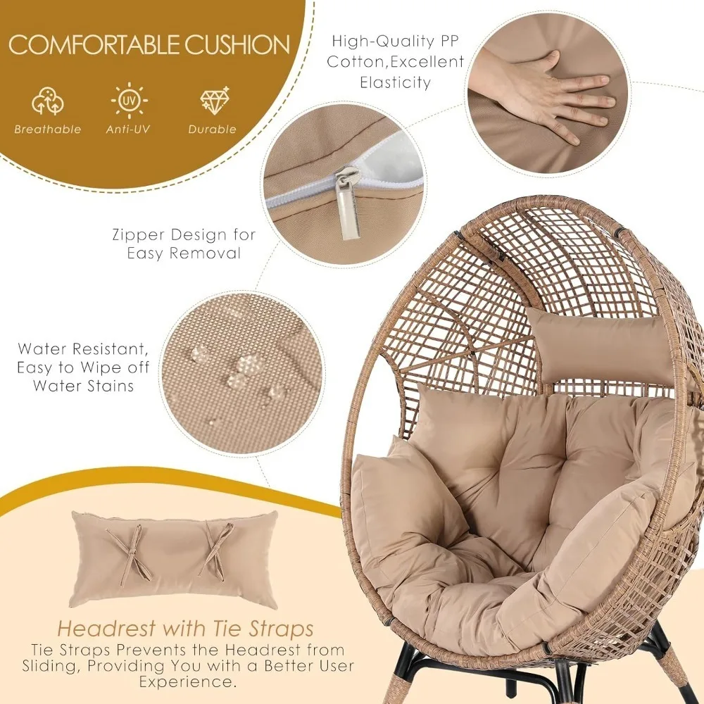 Rattan Egg Chair with Ottoman 5