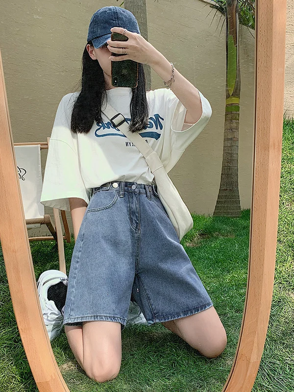 Jeans ort larghi a vita alta Pantaloni estivi da donna Faion in materiale sottile Pantaloni a gamba larga Antirughe Mantiene l'immia