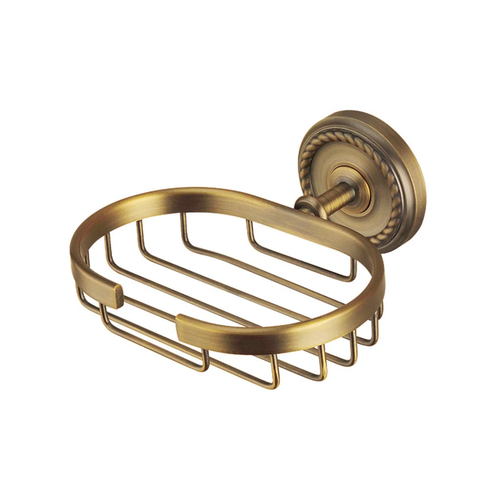

Retro Style Solid Brass Wall Mounted Soap Dish Holder Vintage Soap Basket Corrosion Resistant Drainage Net Concealed