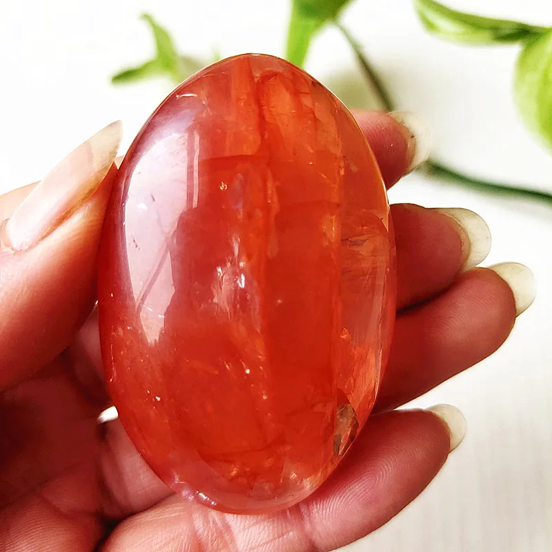 

high quality Natural stone Red Hematoid quartz Crystal palm Home decoration Meditate and chakra healing crystals