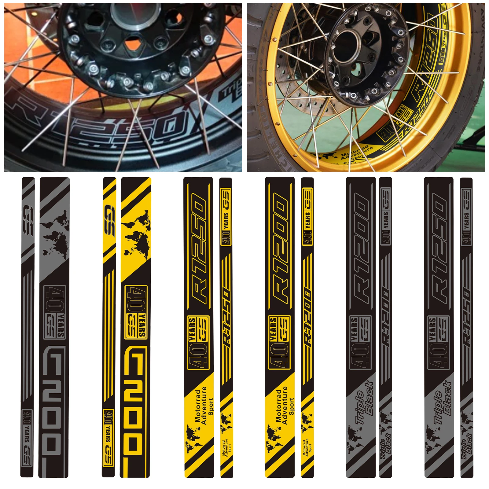 

Motorcycle Wheel Reflective Decal Case Rim Sticker For BMW R1200GS Adventure 2006-2018 R1250GS Adv 2019 Triple Black 40 Years GS