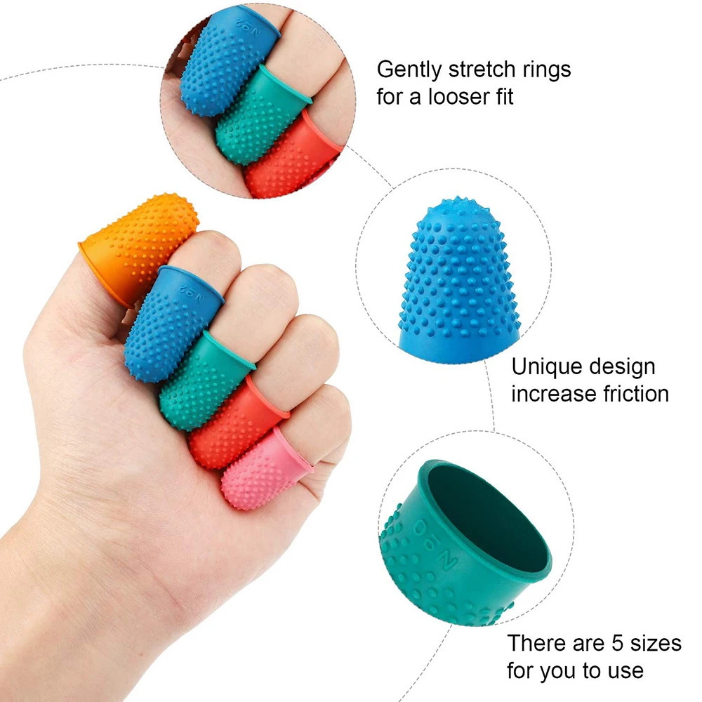 16Pcs Rubber Finger Tips Silicone Finger Cover Pads for Quilting Embroidery Knitting Finger Protectors Sewing Thimble Supplies