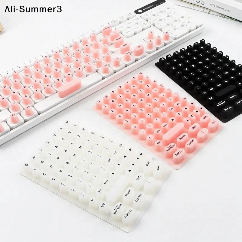 【Jr】70Pcs Raised Keyboard Stickers For Long Nails Universal Nail Art Keyboard Bubbles Soft Silicone Keycaps Girls Office Gaming
