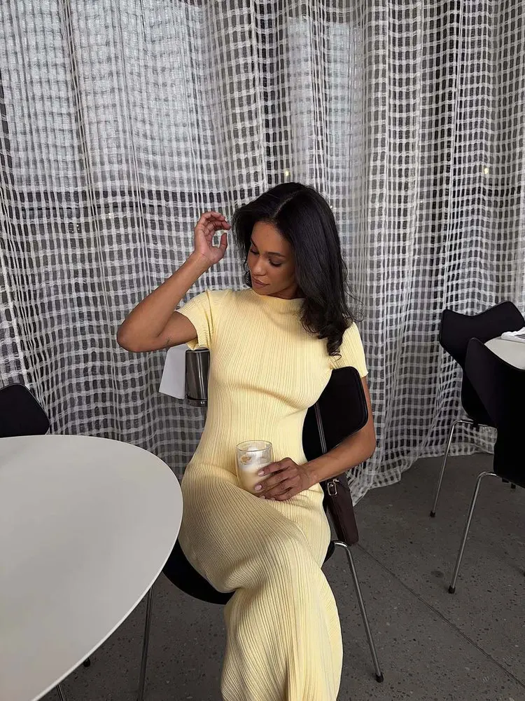 Ele Slim Fit Gestrickte Dr Vielseitige Damen Faion Mid Waist H Version Polyesterfaser ort Sve rund Ne Ci Com...