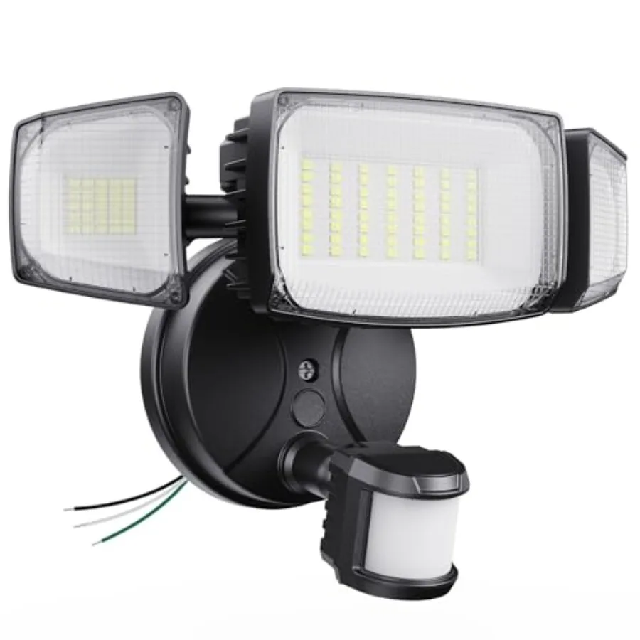 

80W Motion Sensor Outdoor Lights, 8000LM Hardwired Motion Flood Light Dusk to Dawn, IP65 Waterproof LED Security Floodlights, 6