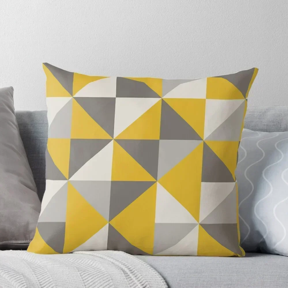 

Retro Triangle Design in Yellow and Grey Throw Pillow ornamental pillows for living room ornamental pillows luxury covers pillow